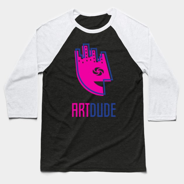YourArtDude Logo In Pink And Blue Baseball T-Shirt by yourartdude